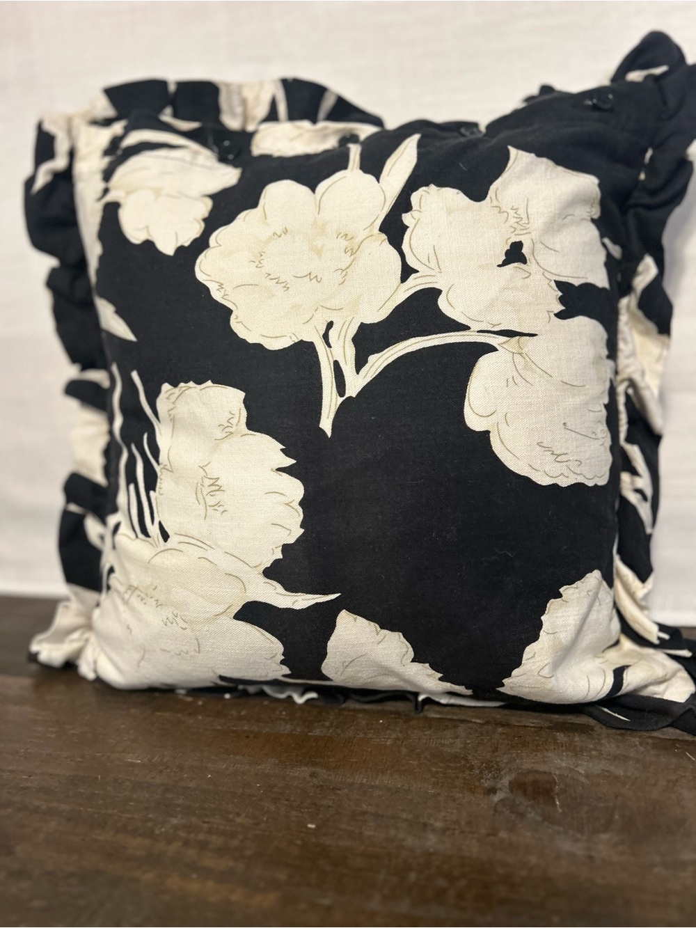 14x14 Boutique Floral Damask Ruffle Pillow